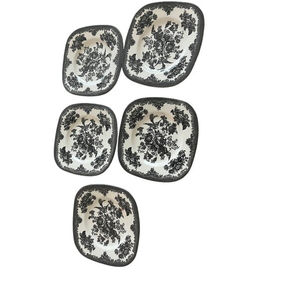 Johnson Brothers Asiatic Pheasant Black 7 3/4 Square Salad Plate Set of 5 - Picture 2 of 12